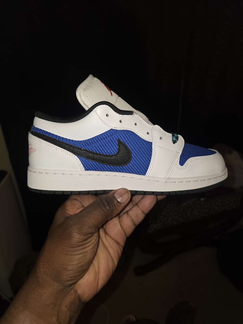 Nike Air Jordan Low-Top Sneaker in White & Blue